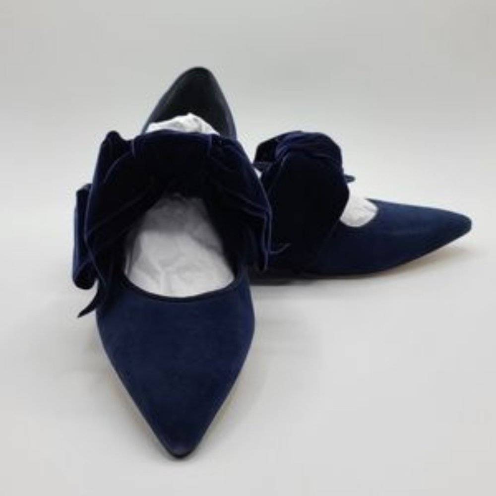 NEW Tory Burch Clara Blue Velvet Flats Size 11 But Fit Size 10